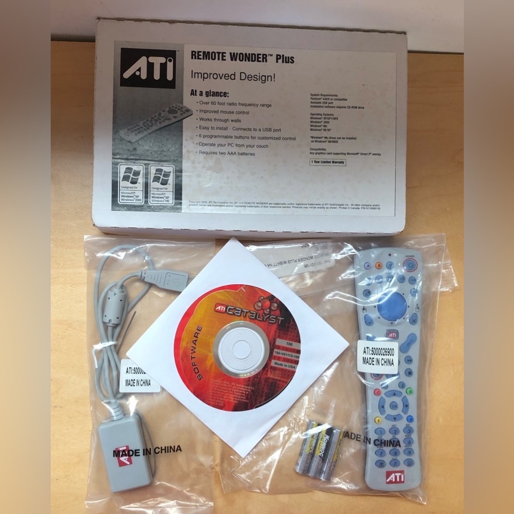 ATI RF Remote Wonder Plus 5000026900 USB 5000027000 CD ROM Open Box